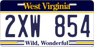 WV license plate 2XW854