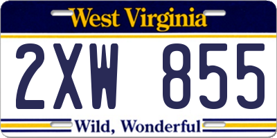 WV license plate 2XW855