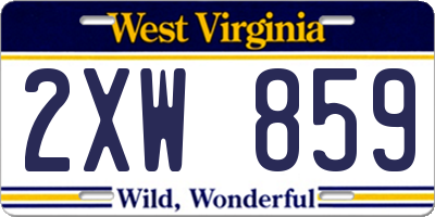 WV license plate 2XW859