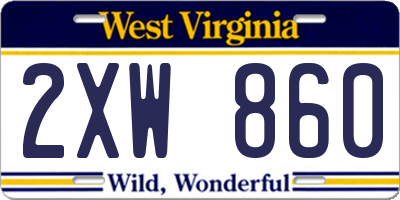 WV license plate 2XW860