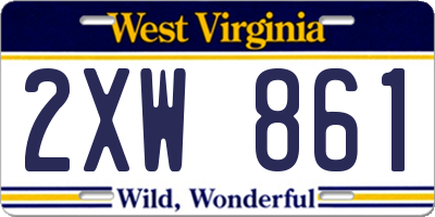WV license plate 2XW861