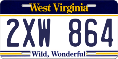 WV license plate 2XW864