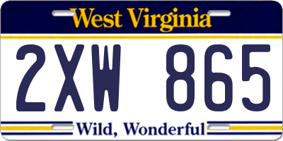 WV license plate 2XW865