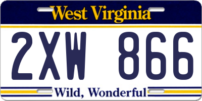 WV license plate 2XW866