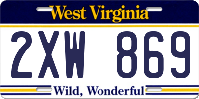 WV license plate 2XW869