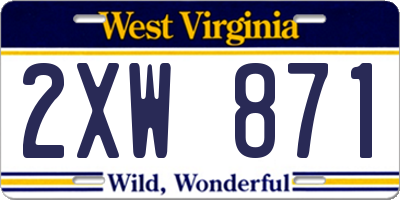 WV license plate 2XW871