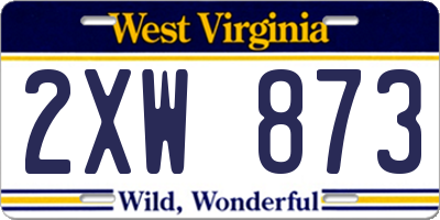 WV license plate 2XW873