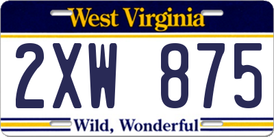WV license plate 2XW875