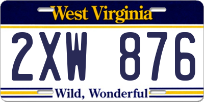 WV license plate 2XW876