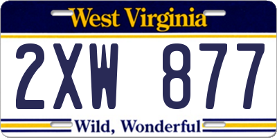 WV license plate 2XW877