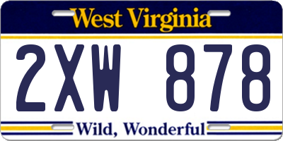WV license plate 2XW878
