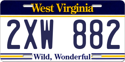 WV license plate 2XW882