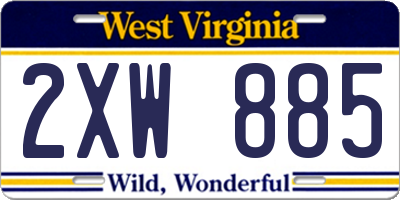 WV license plate 2XW885