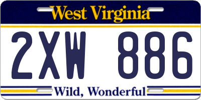 WV license plate 2XW886