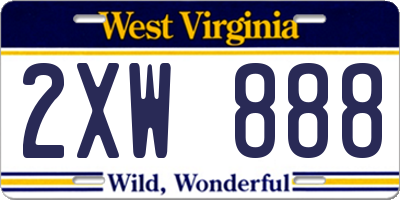 WV license plate 2XW888