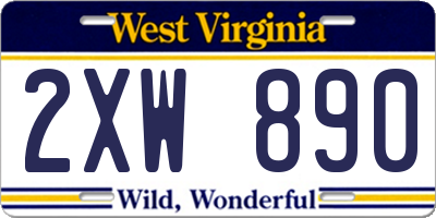 WV license plate 2XW890