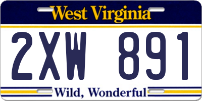 WV license plate 2XW891