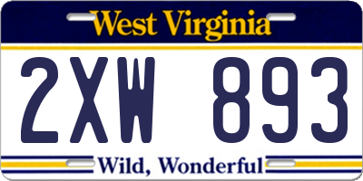 WV license plate 2XW893