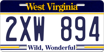 WV license plate 2XW894