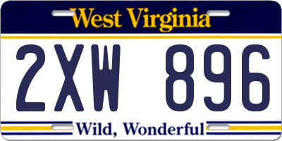 WV license plate 2XW896
