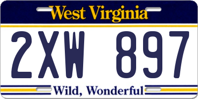 WV license plate 2XW897