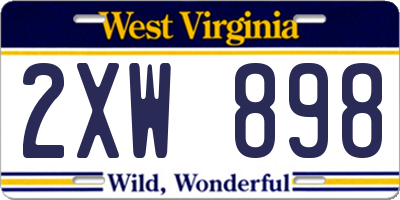 WV license plate 2XW898
