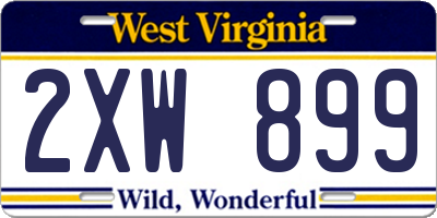 WV license plate 2XW899