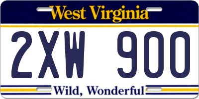 WV license plate 2XW900