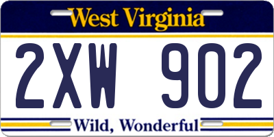 WV license plate 2XW902