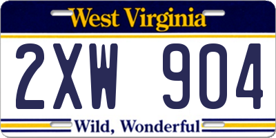 WV license plate 2XW904