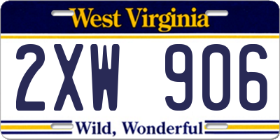 WV license plate 2XW906