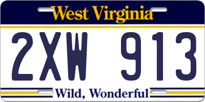 WV license plate 2XW913