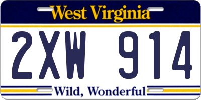 WV license plate 2XW914