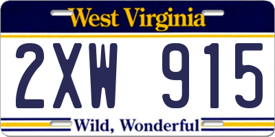 WV license plate 2XW915