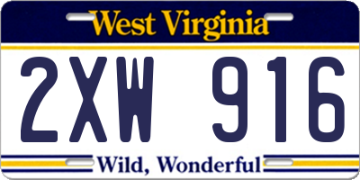 WV license plate 2XW916