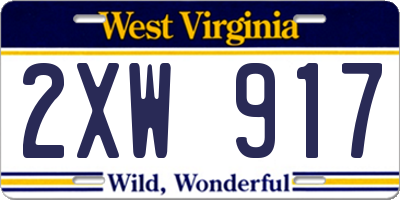 WV license plate 2XW917