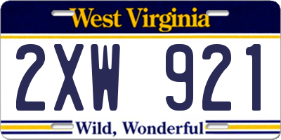 WV license plate 2XW921