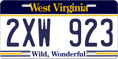 WV license plate 2XW923