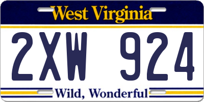WV license plate 2XW924