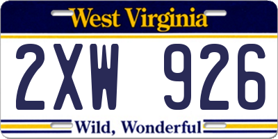 WV license plate 2XW926