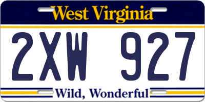 WV license plate 2XW927