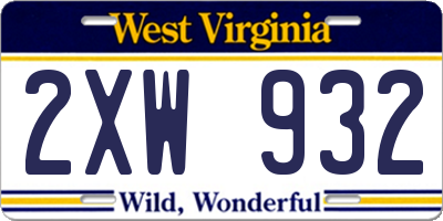 WV license plate 2XW932