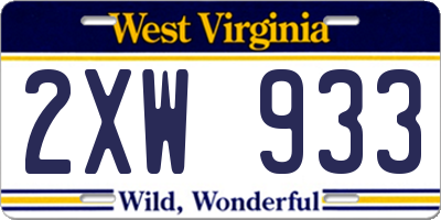 WV license plate 2XW933