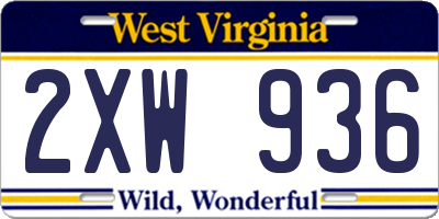 WV license plate 2XW936