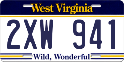 WV license plate 2XW941