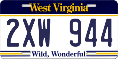 WV license plate 2XW944