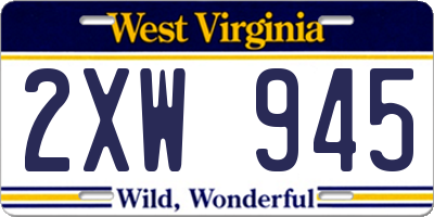 WV license plate 2XW945
