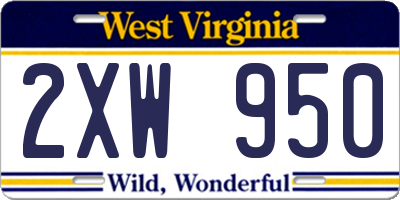 WV license plate 2XW950