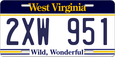 WV license plate 2XW951
