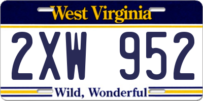 WV license plate 2XW952